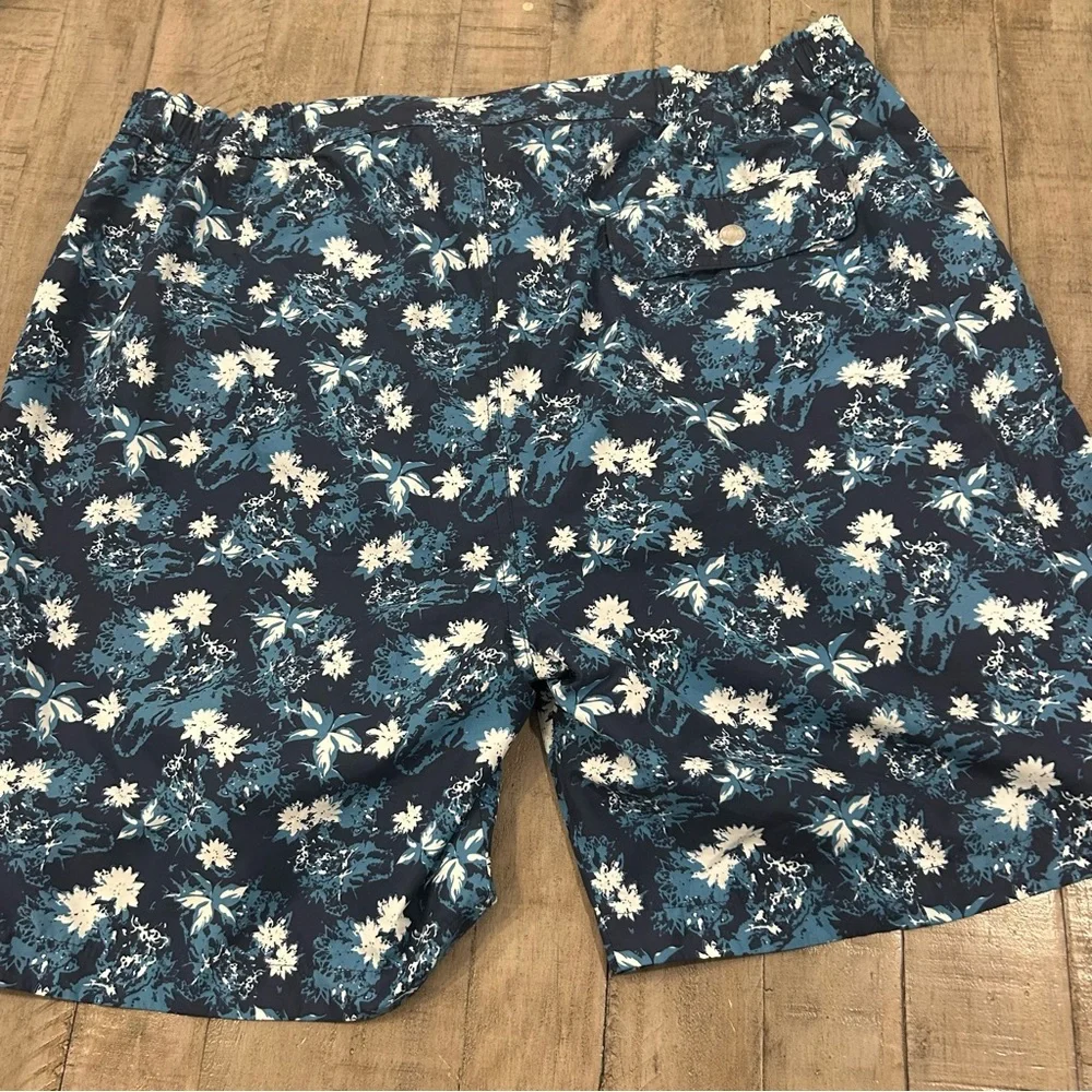 Peter Millar Swim Shorts/Trunks Mens Blue Lined Floral Bathing Suit EUC